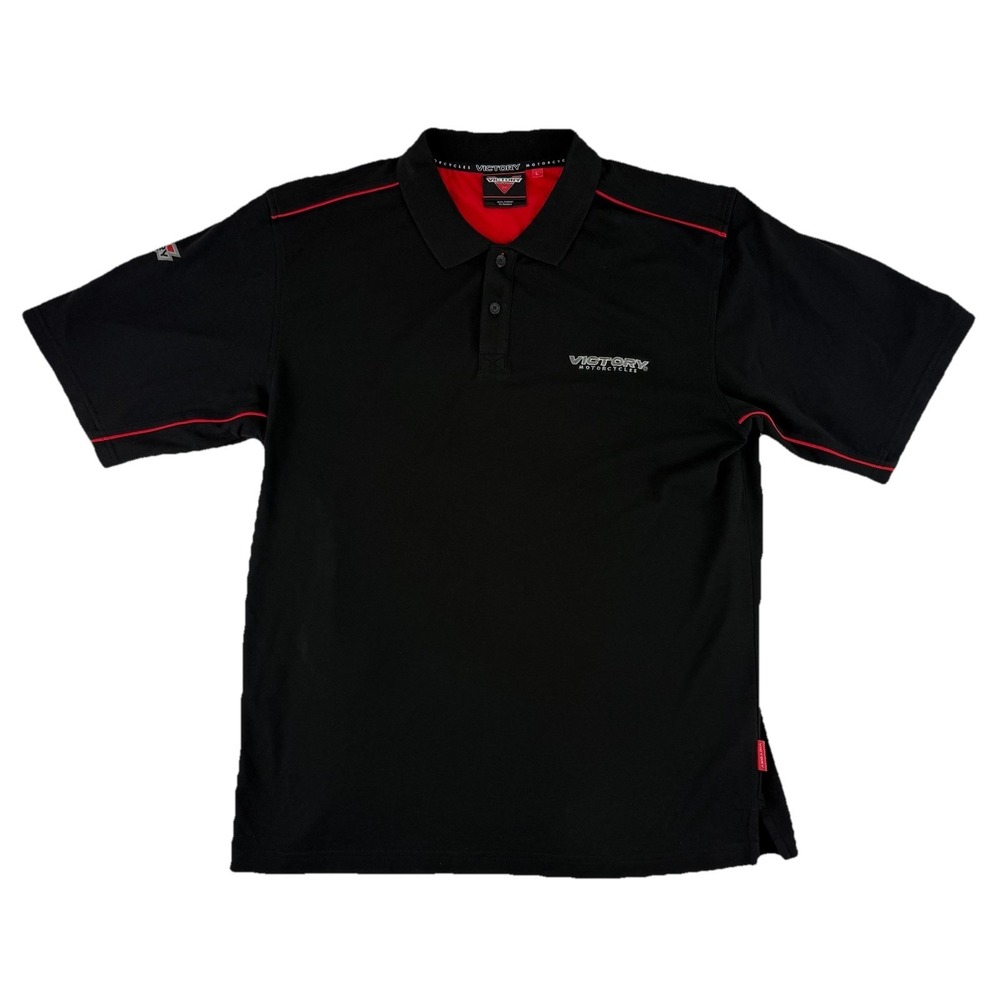 Victory Motorcycles USA Black Polo Shirt Short Sleeve Men's Large Black